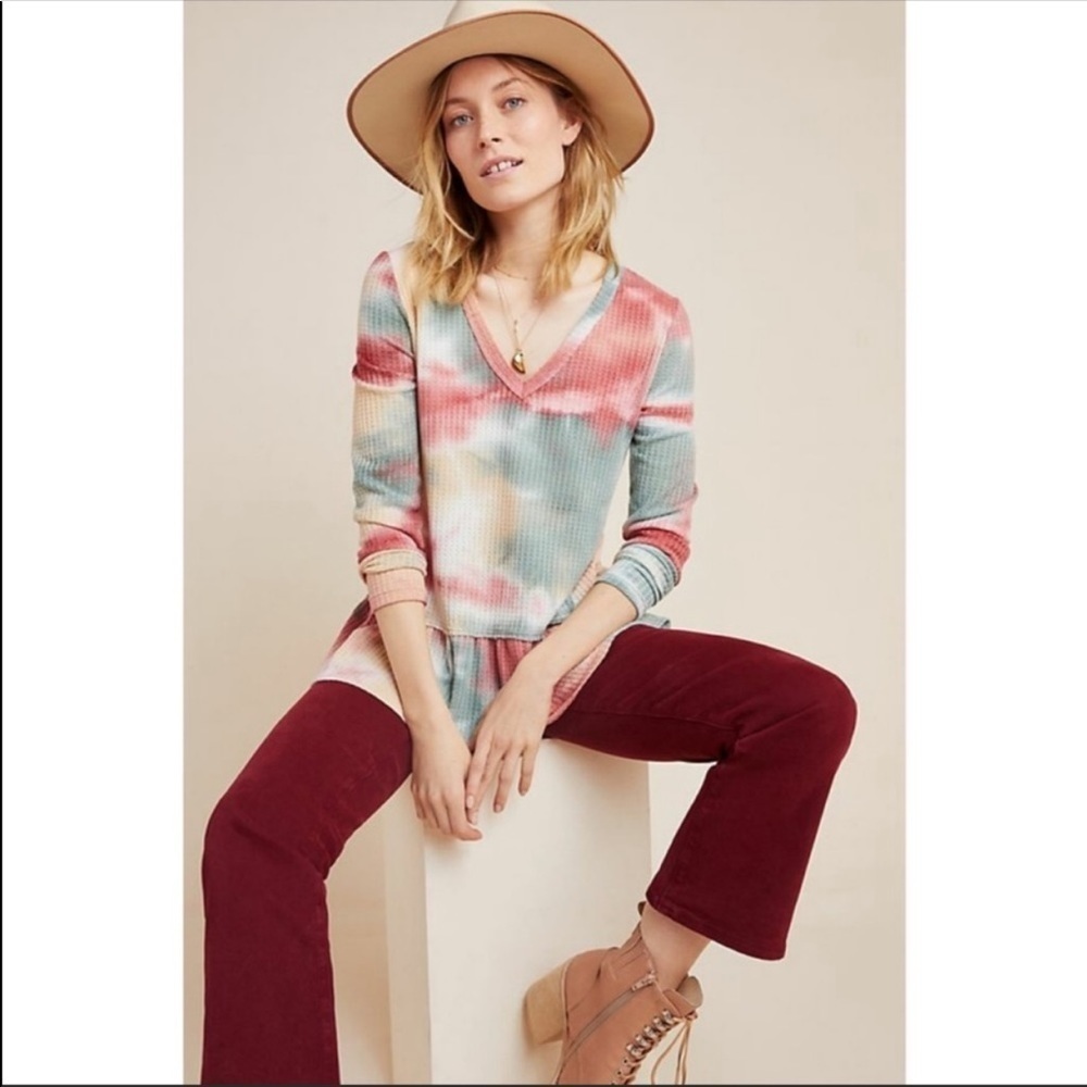 Anthropologie Eri + Ali Peplum Tie Dye Top
